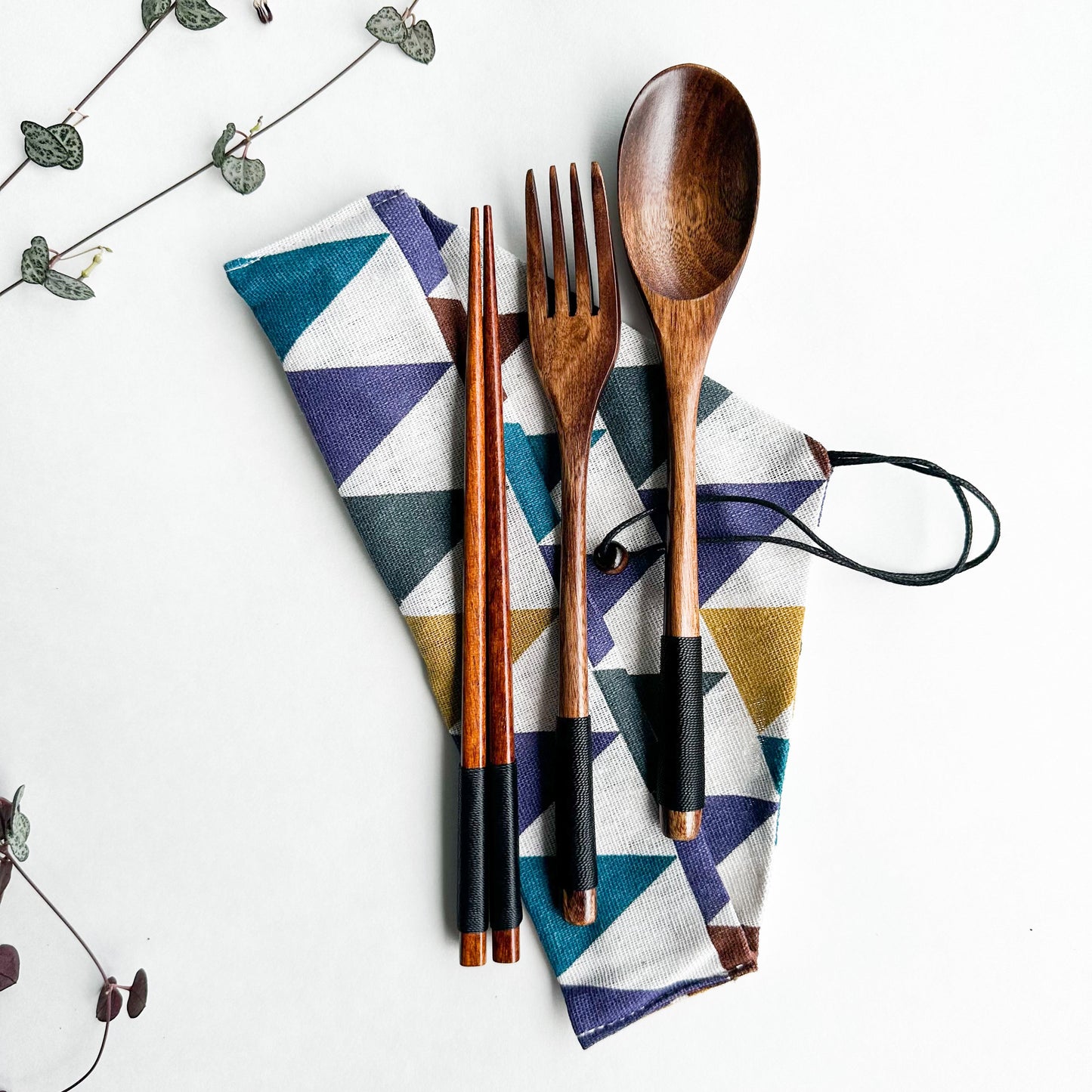 Reusable Natural Wood Cutlery Set