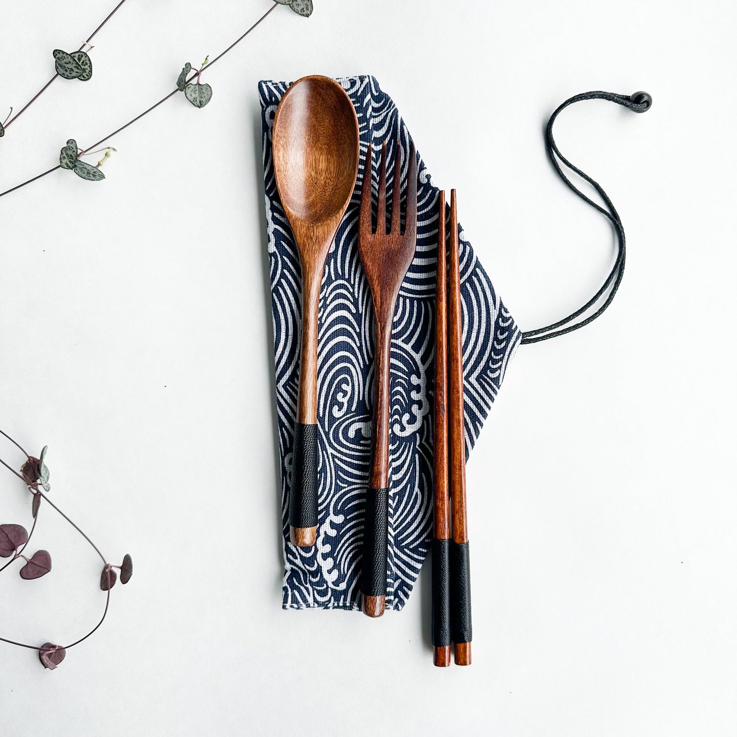 Reusable Natural Wood Cutlery Set