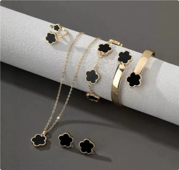 Flower 5-piece Necklace Bracelet set