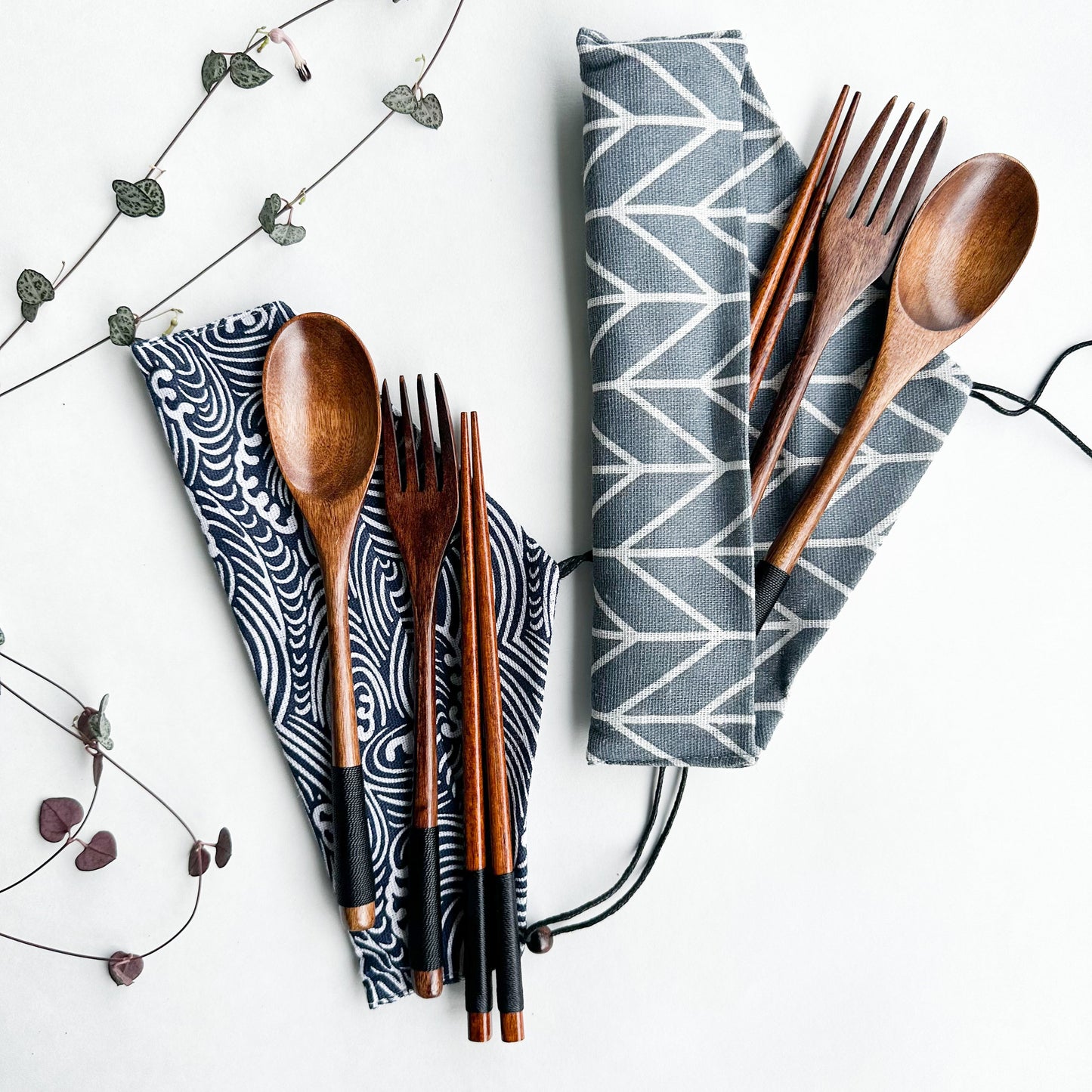 Reusable Natural Wood Cutlery Set