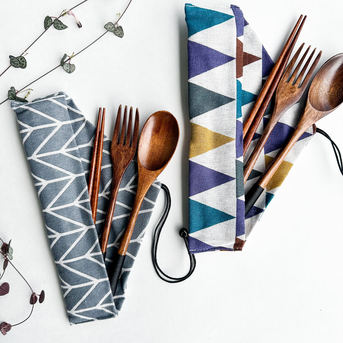 Reusable Natural Wood Cutlery Set