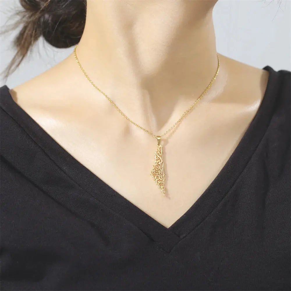 Unisex Stainless Steel Hollow Map Necklaces BrightBox
