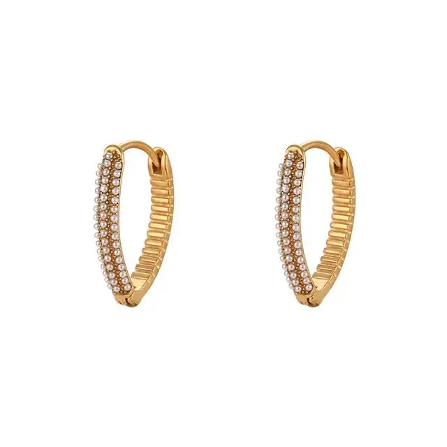 V-Shaped Crystal Pearl Earrings BrightBox
