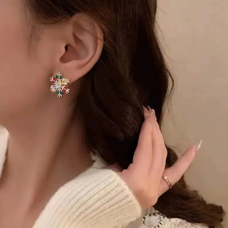 Crystal Snowflake Stud Earrings: Festive Fashion BrightBox