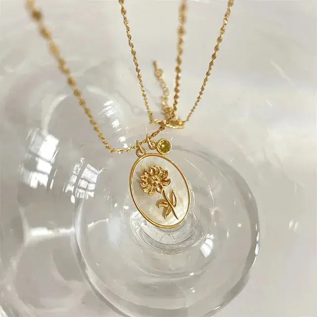 Birthstone Flower Pendant Necklace BrightBox