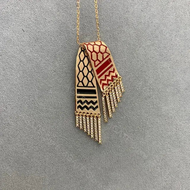 Stainless Steel Zircon Tassel Pendant Necklace BrightBox