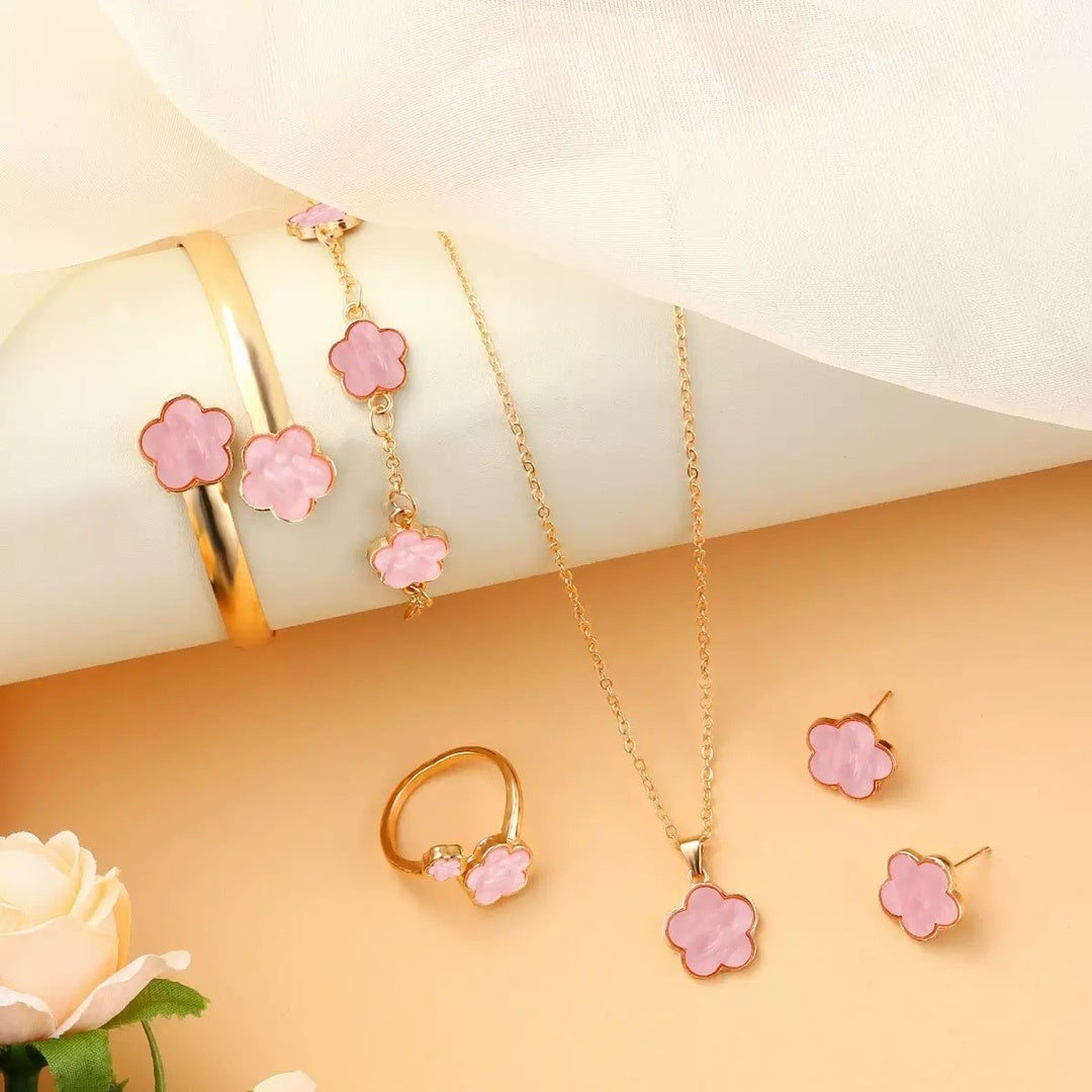Flower 5-piece Necklace Bracelet set