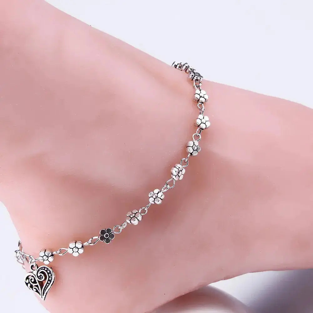 Silver Bead Chain Anklet for Women and Girls BrightBox