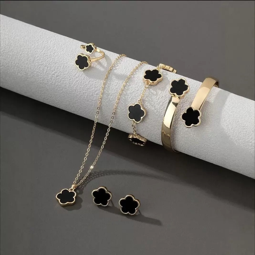 Flower 5-piece Necklace Bracelet set