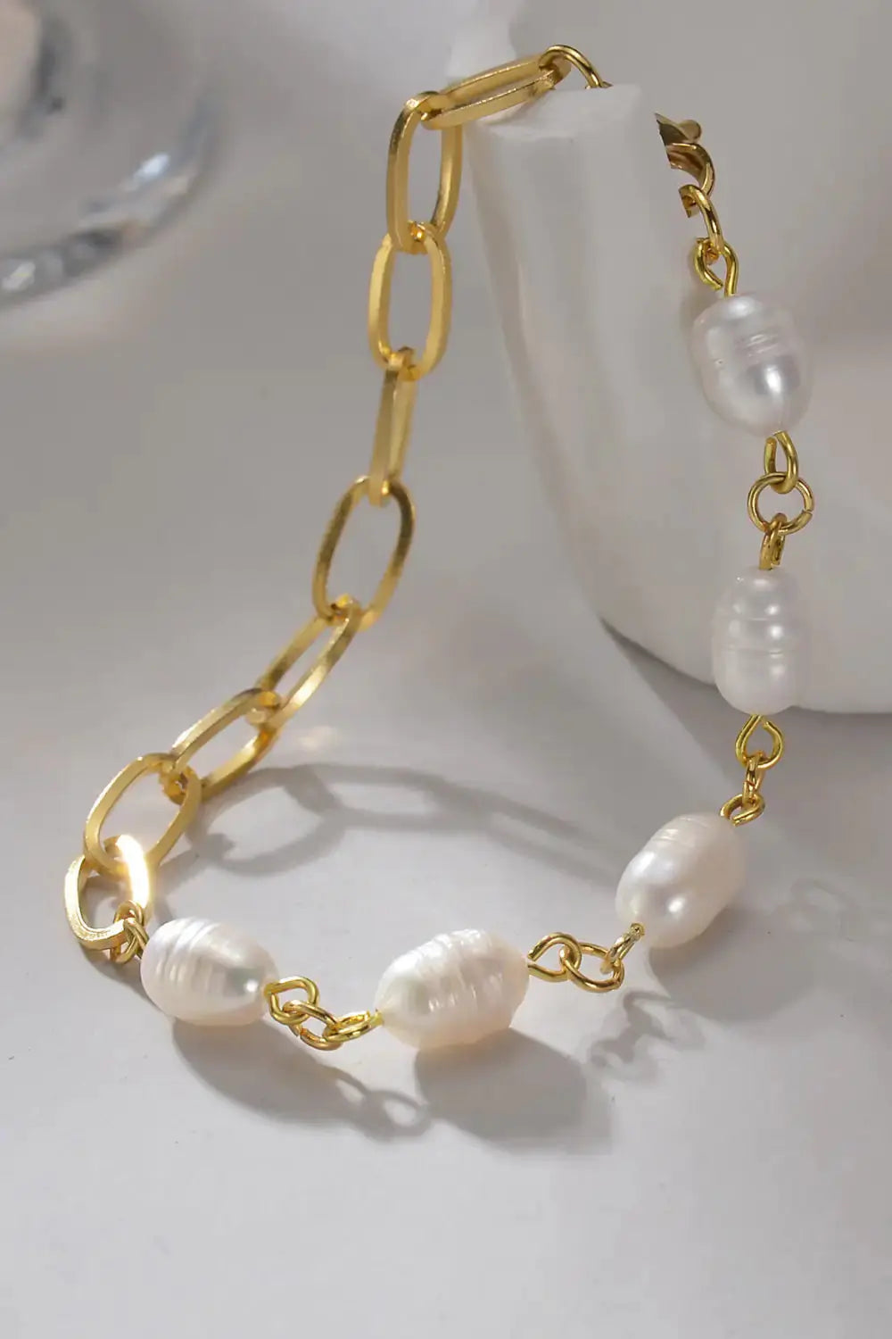 Half Pearl Half Chain Stainless Steel Bracelet BrightBox