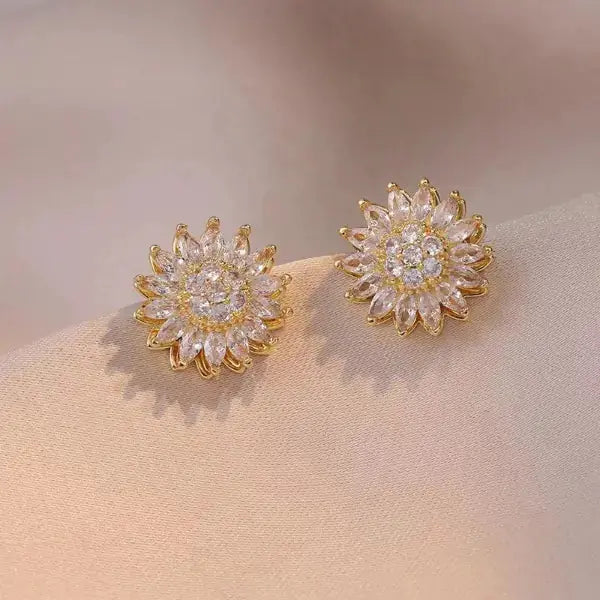 Rotatable Sunflower Zircon Earrings Set BrightBox