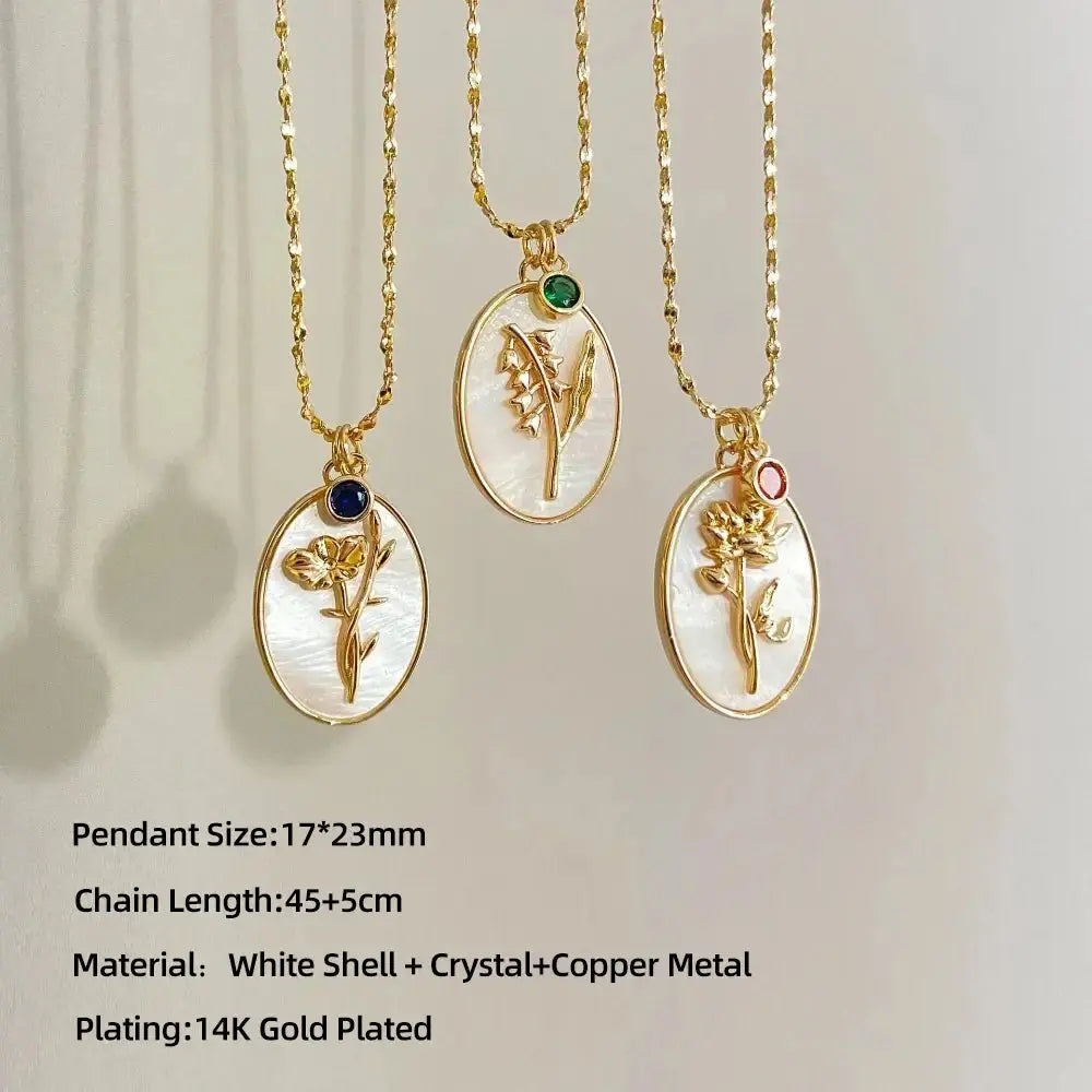 Birthstone Flower Pendant Necklace BrightBox
