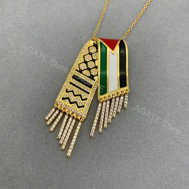 Stainless Steel Zircon Tassel Pendant Necklace BrightBox