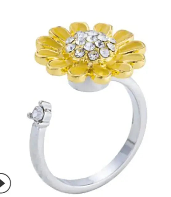 Adjustable Spinning Sunflower Anti Stress Ring BrightBox