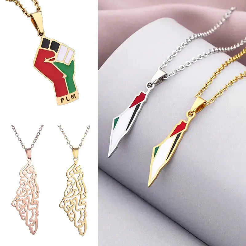 Stainless Steel Palestine Pendant Chain Necklaces BrightBox