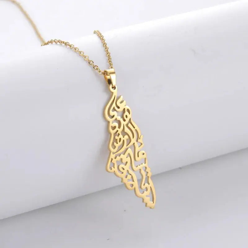 Arabic Calligraphy Palestine Pendant Necklace BrightBox