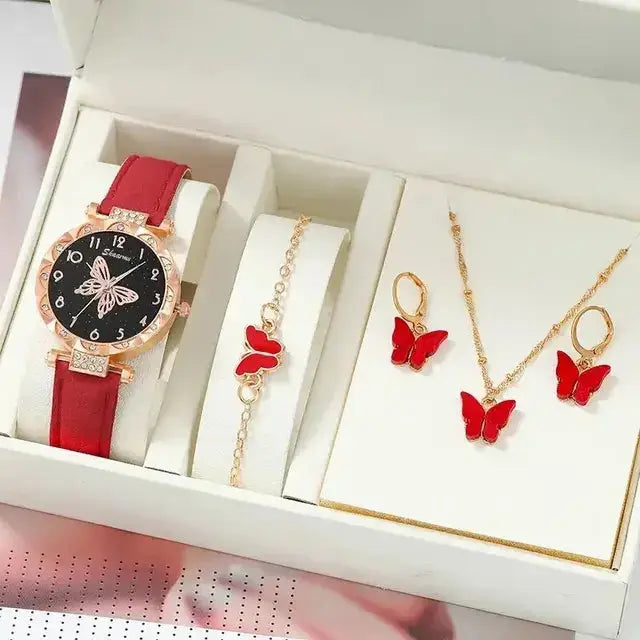 Luxury Rhinestone Butterfly Watch Set BrightBox