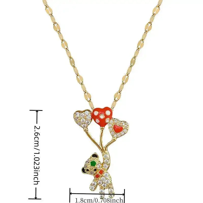 Trend Balloon Bear Full Zircon Necklace BrightBox
