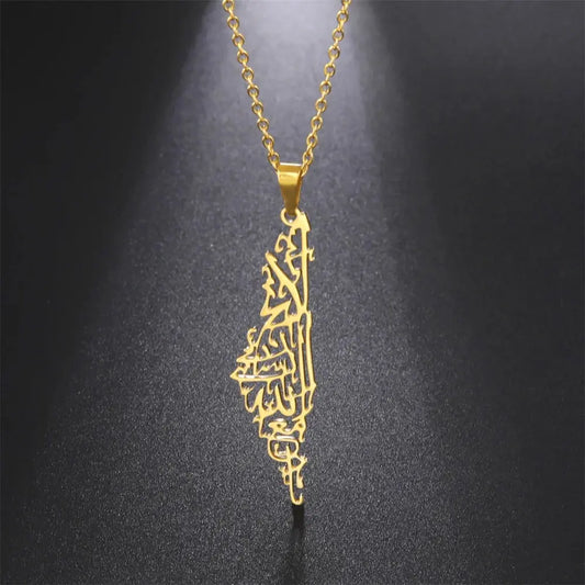 Unisex Stainless Steel Hollow Map Necklaces BrightBox