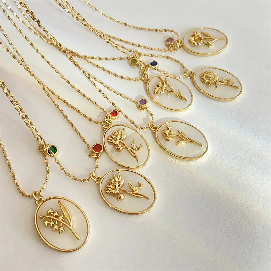 Birthstone Flower Pendant Necklace BrightBox