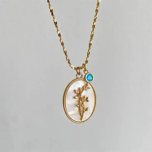 Birthstone Flower Pendant Necklace BrightBox