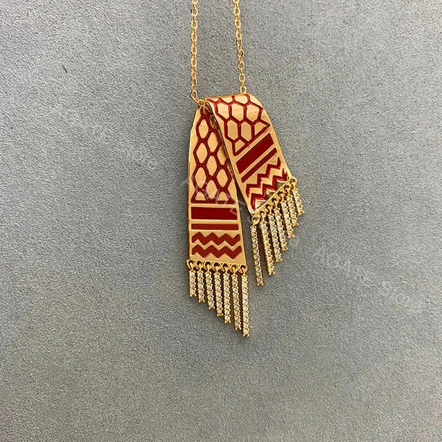 Stainless Steel Zircon Tassel Pendant Necklace BrightBox