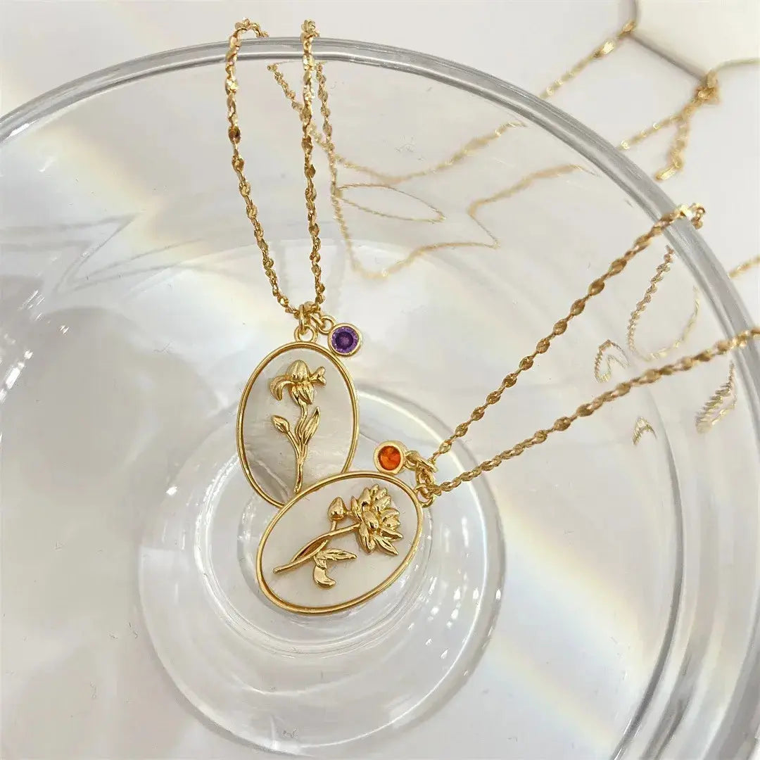 Birthstone Flower Pendant Necklace BrightBox