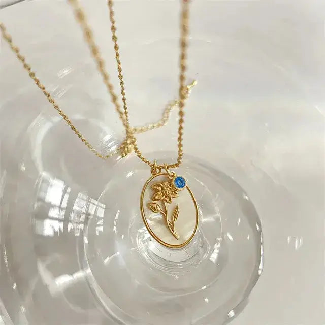 Birthstone Flower Pendant Necklace BrightBox