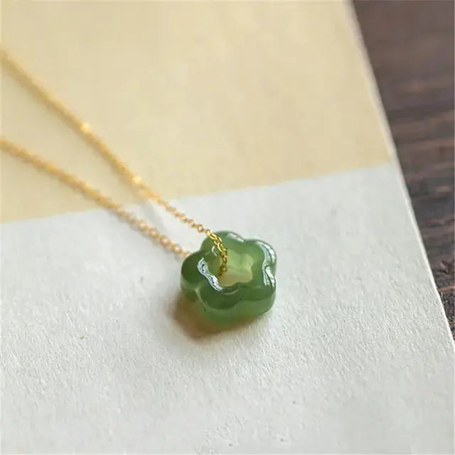 Hetian Jade Plum Blossom Pendant Necklace BrightBox
