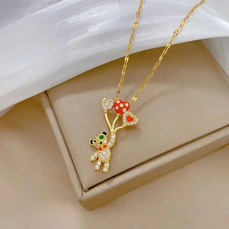 Trend Balloon Bear Full Zircon Necklace BrightBox
