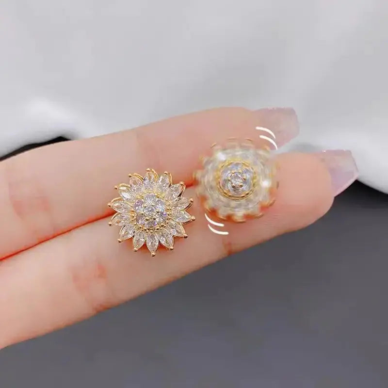 Rotatable Sunflower Zircon Earrings Set BrightBox