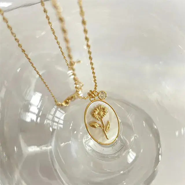 Birthstone Flower Pendant Necklace BrightBox
