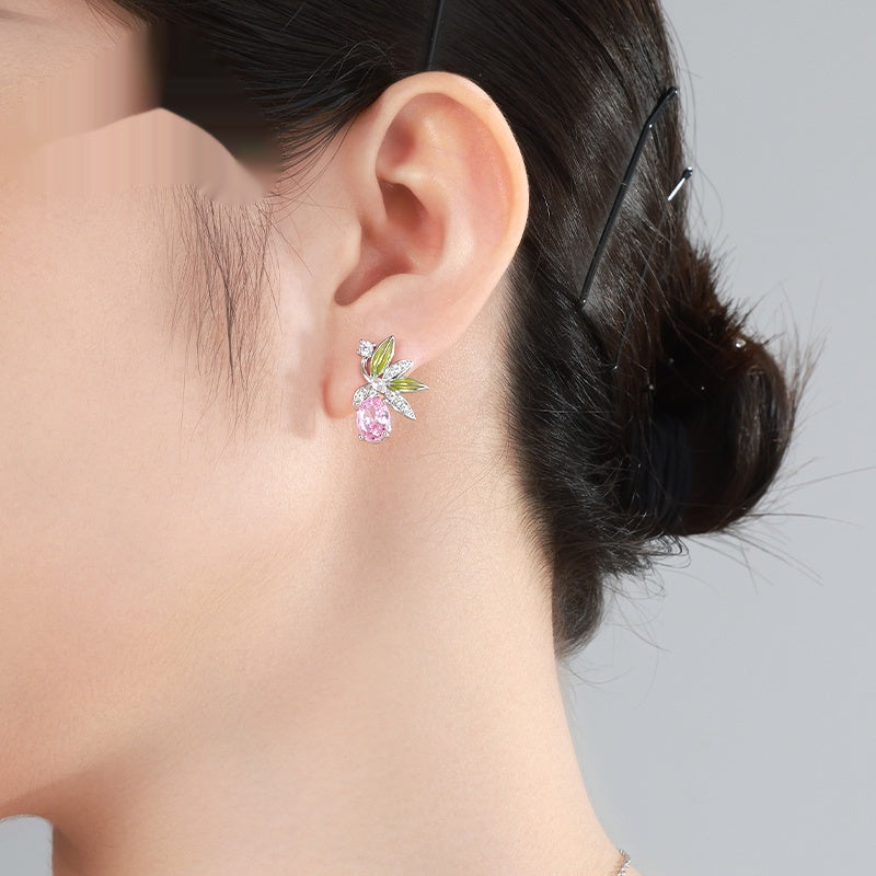 Green Palm Leaf Stud Earrings