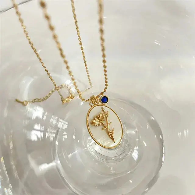 Birthstone Flower Pendant Necklace BrightBox