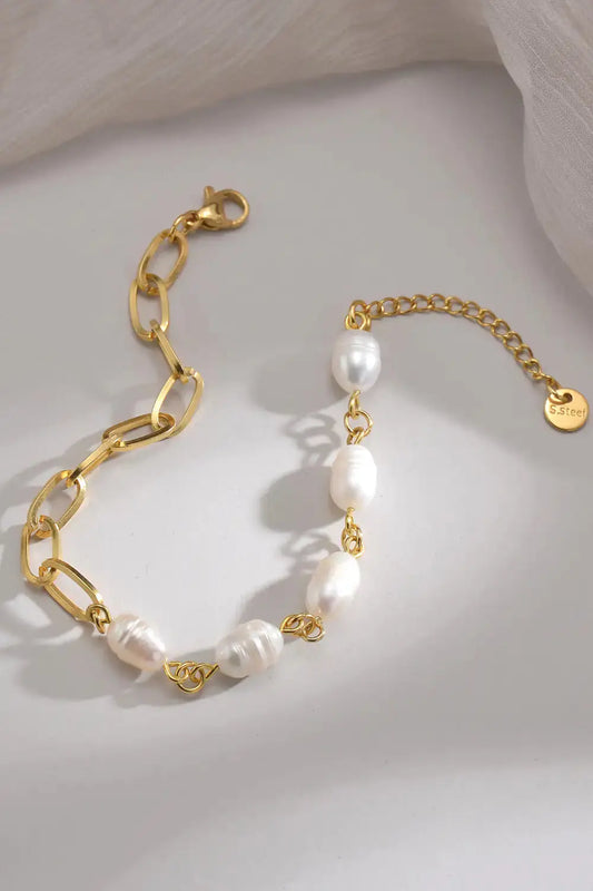 Half Pearl Half Chain Stainless Steel Bracelet BrightBox