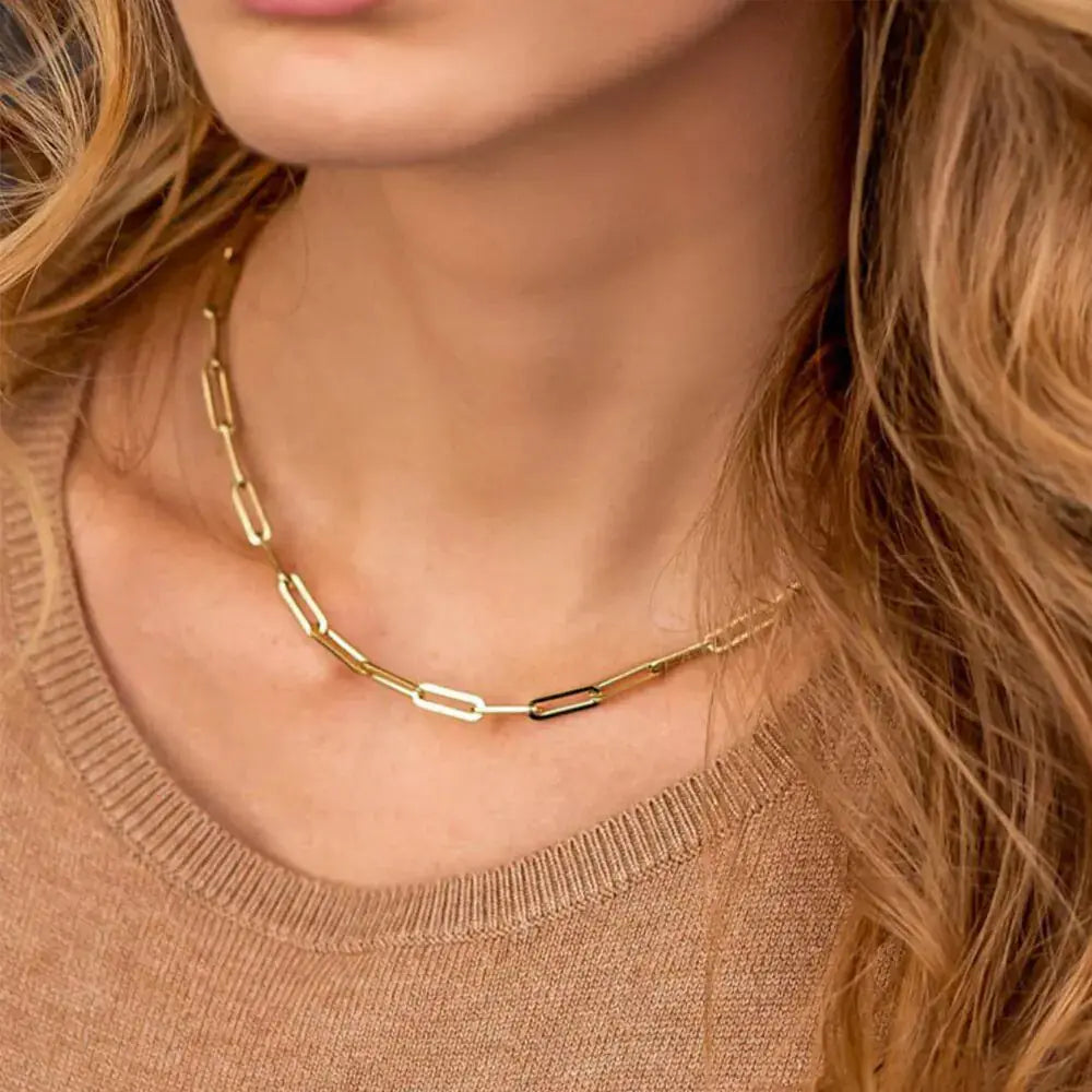 Fashion Paperclip Link Chain Necklace BrightBox