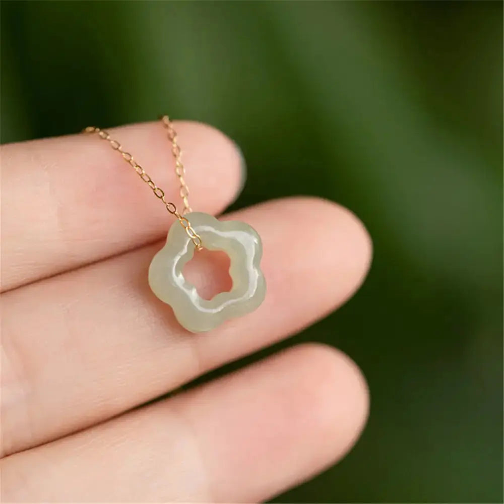 Hetian Jade Plum Blossom Pendant Necklace BrightBox