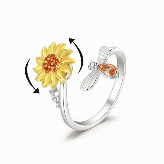 Adjustable Spinning Sunflower Anti Stress Ring BrightBox