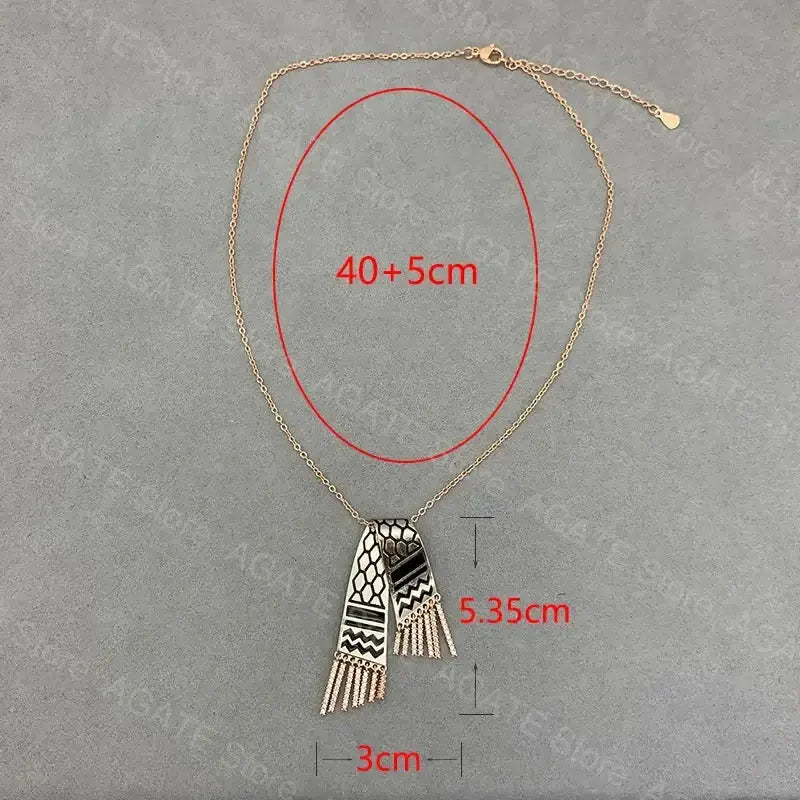 Stainless Steel Zircon Tassel Pendant Necklace BrightBox