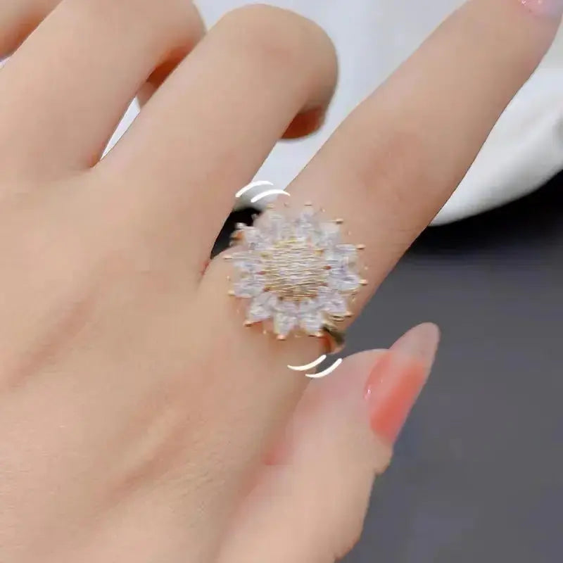 Rotatable Sunflower Zircon Earrings Set BrightBox