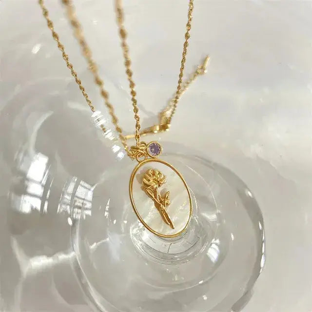 Birthstone Flower Pendant Necklace BrightBox