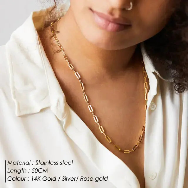 Fashion Paperclip Link Chain Necklace BrightBox