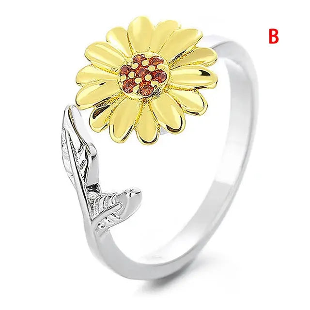 Adjustable Spinning Sunflower Anti Stress Ring BrightBox