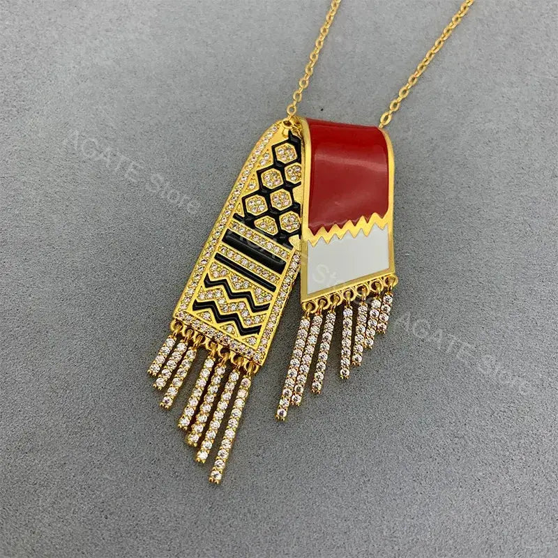 Stainless Steel Zircon Tassel Pendant Necklace BrightBox