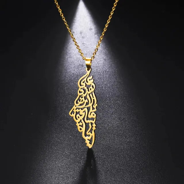 Arabic Calligraphy Palestine Pendant Necklace BrightBox
