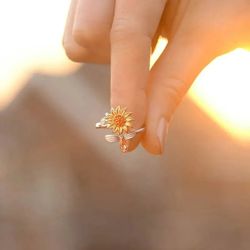 Adjustable Spinning Sunflower Anti Stress Ring BrightBox