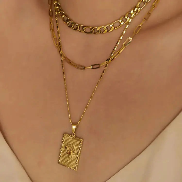 Gold Geo Floral Necklace BrightBox