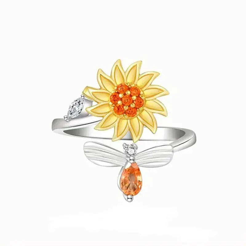 Adjustable Spinning Sunflower Anti Stress Ring BrightBox