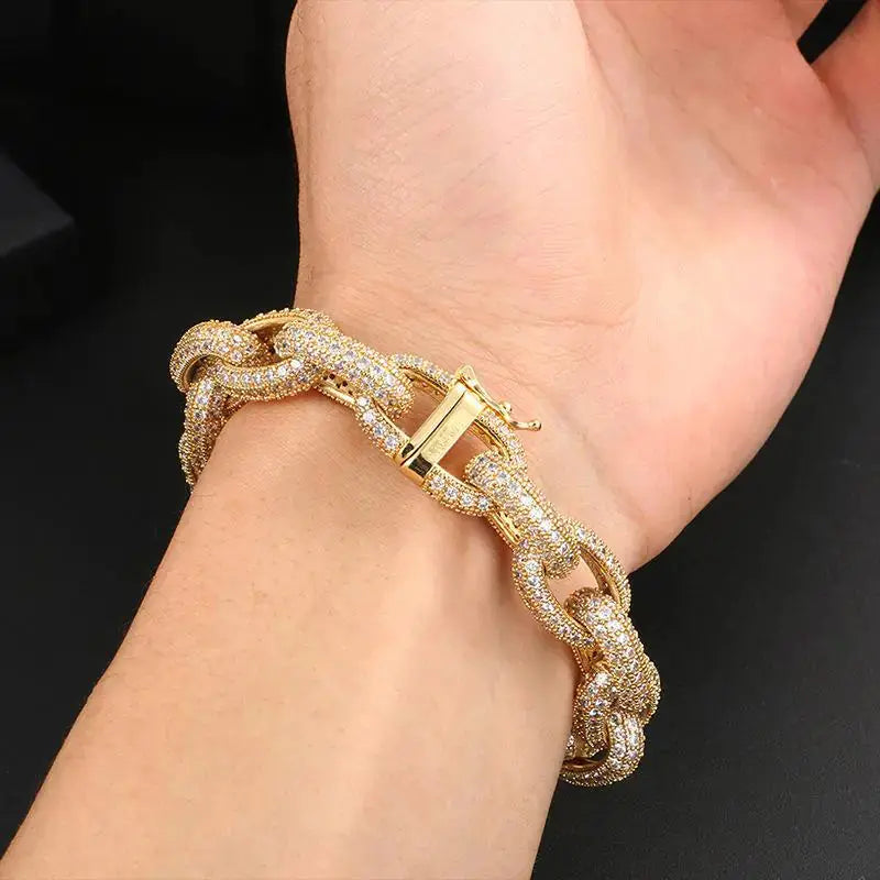Heavy Rock Iced Out Cuban Charm Bracelets BrightBox