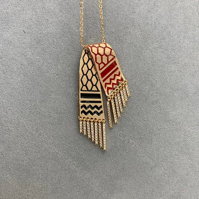 Stainless Steel Zircon Tassel Pendant Necklace BrightBox